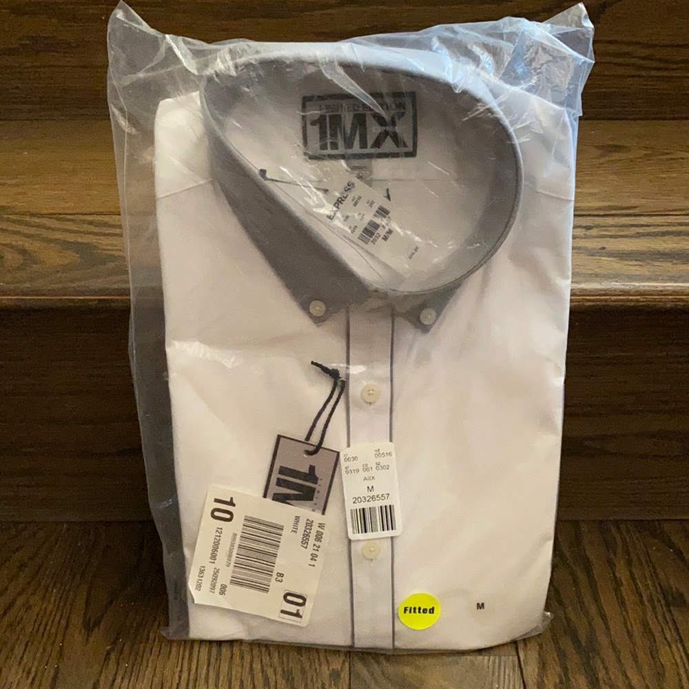 Slim Solid Stretch Cotton 1MX Dress Shirt szM